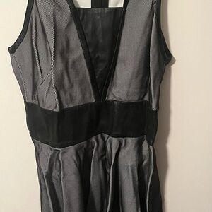 Robert Rodriguez Black and White Mesh Detail Dress